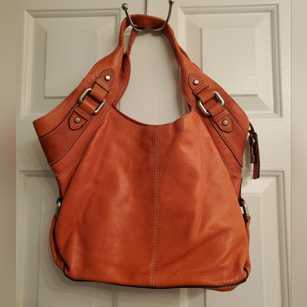 Fossil Orange Leather Shoulder Bag